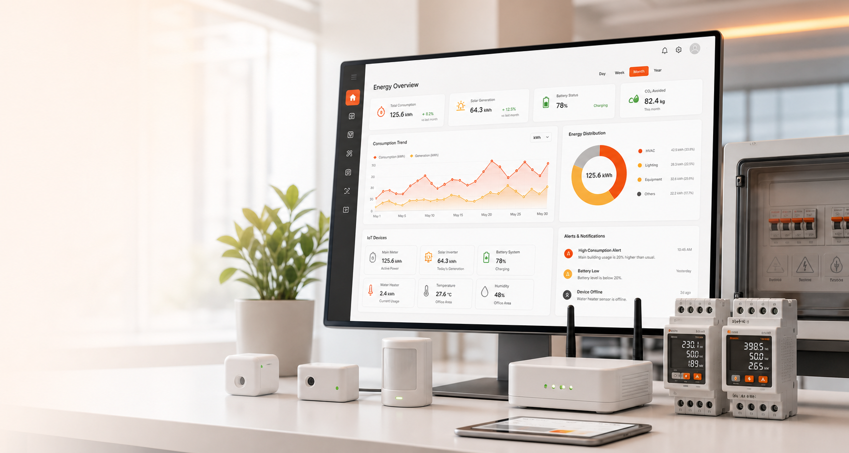 SEMS energy management dashboards with device analytics